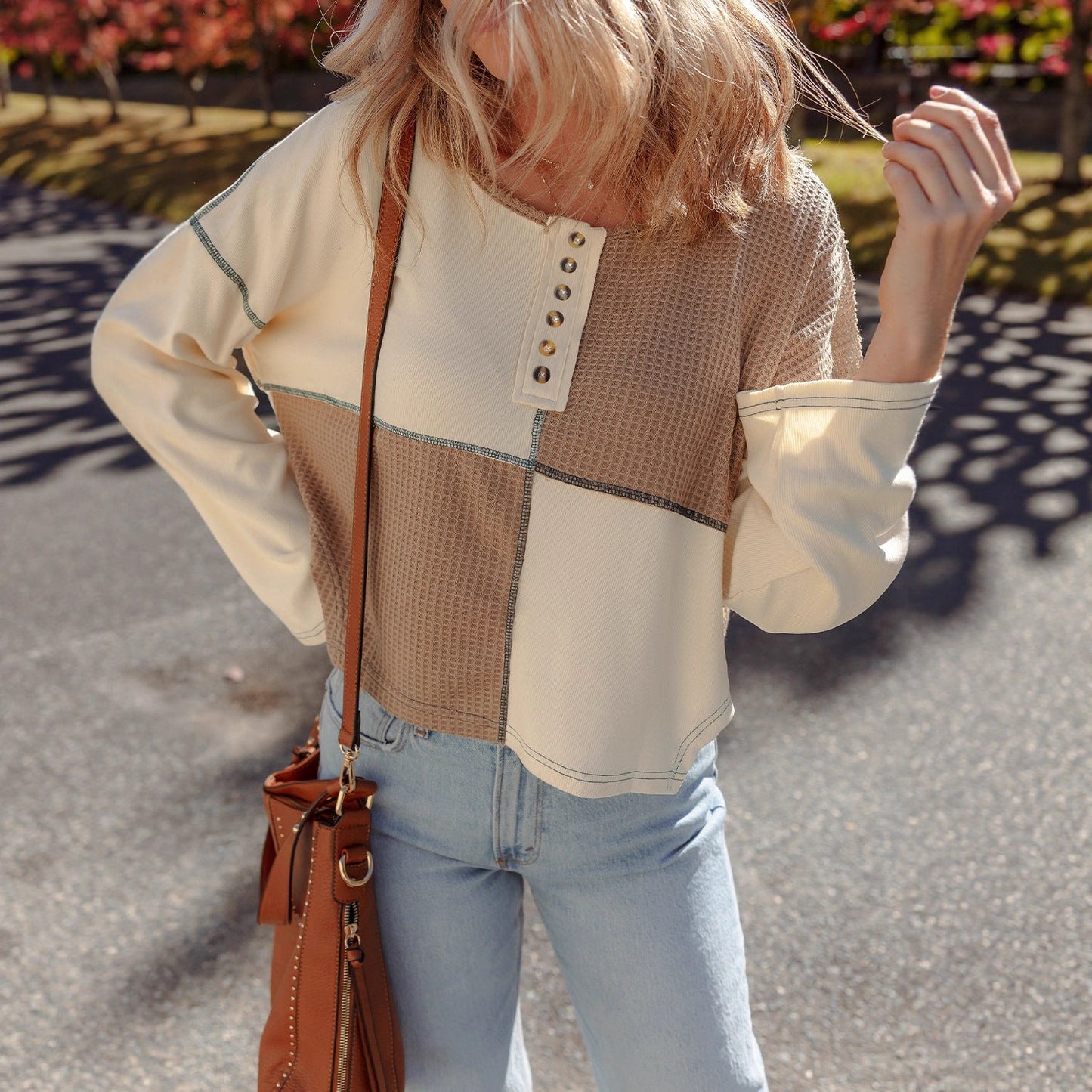 Almée | Jersey Patchwork con Cuello Redondo