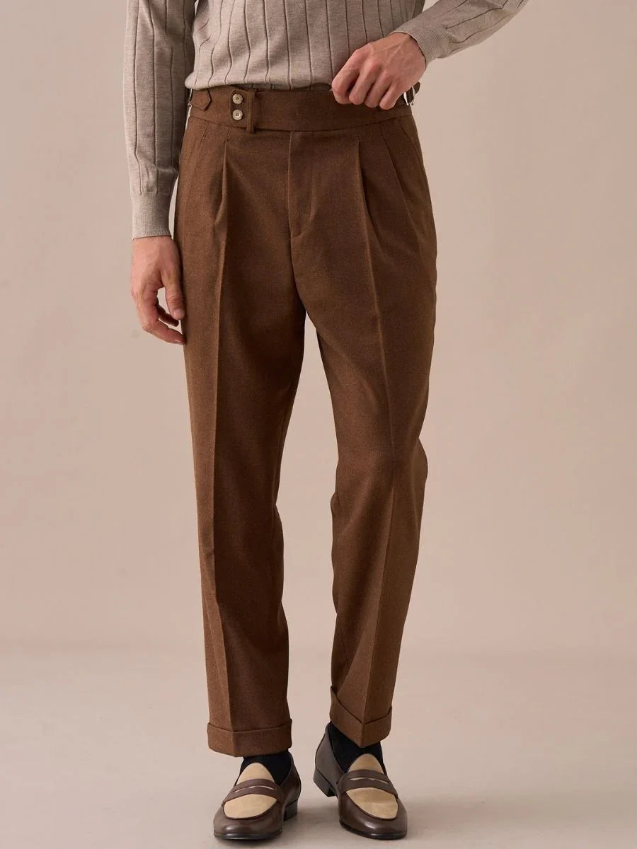 Napoli | Pantalón de Cintura Alta con Doble Pliegue