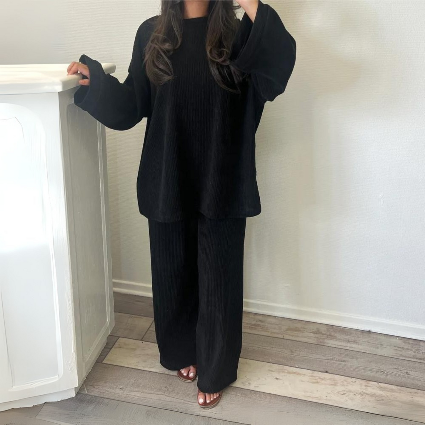 Uni | Conjunto Casual de Top Holgado y Pantalones de Pernera Ancha