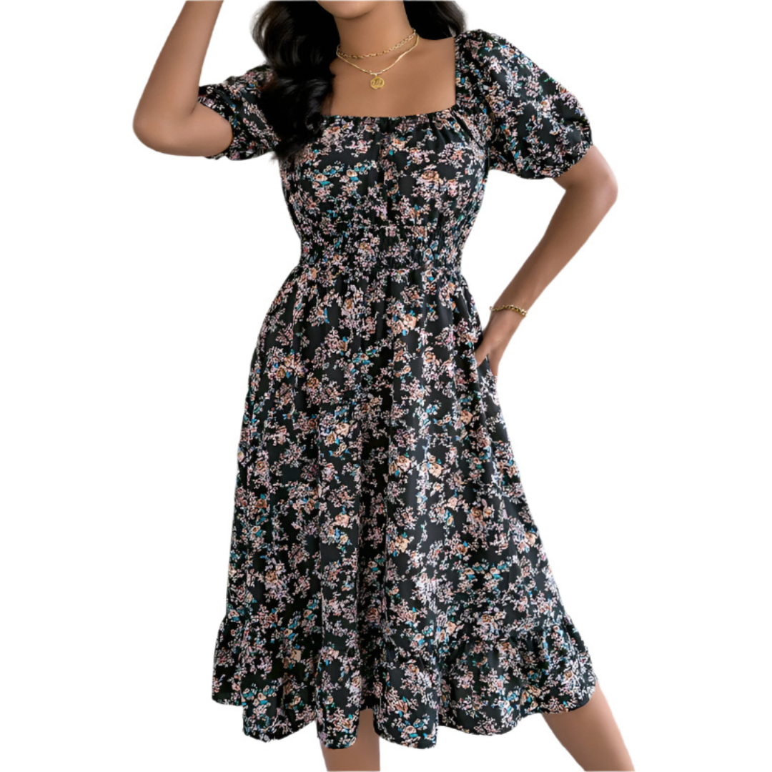 Hiraya | Vestido Verano Escote Cuadrado Volantes