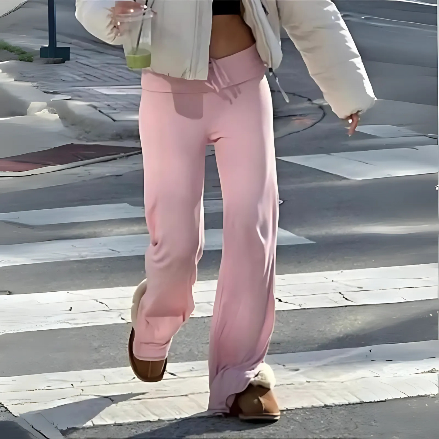 Sandok | Pantalones Casuales de Pierna Recta con Cordón