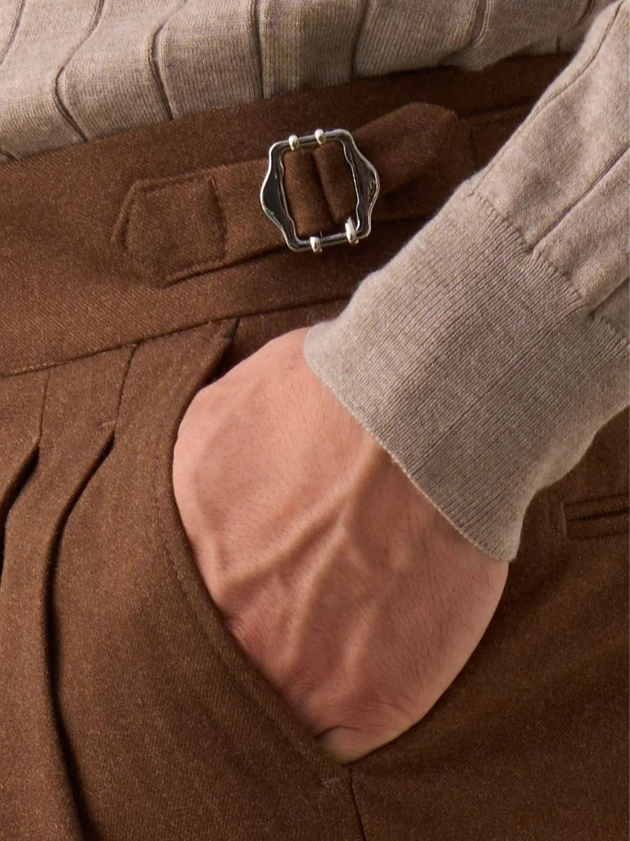 Napoli | Pantalón de Cintura Alta con Doble Pliegue