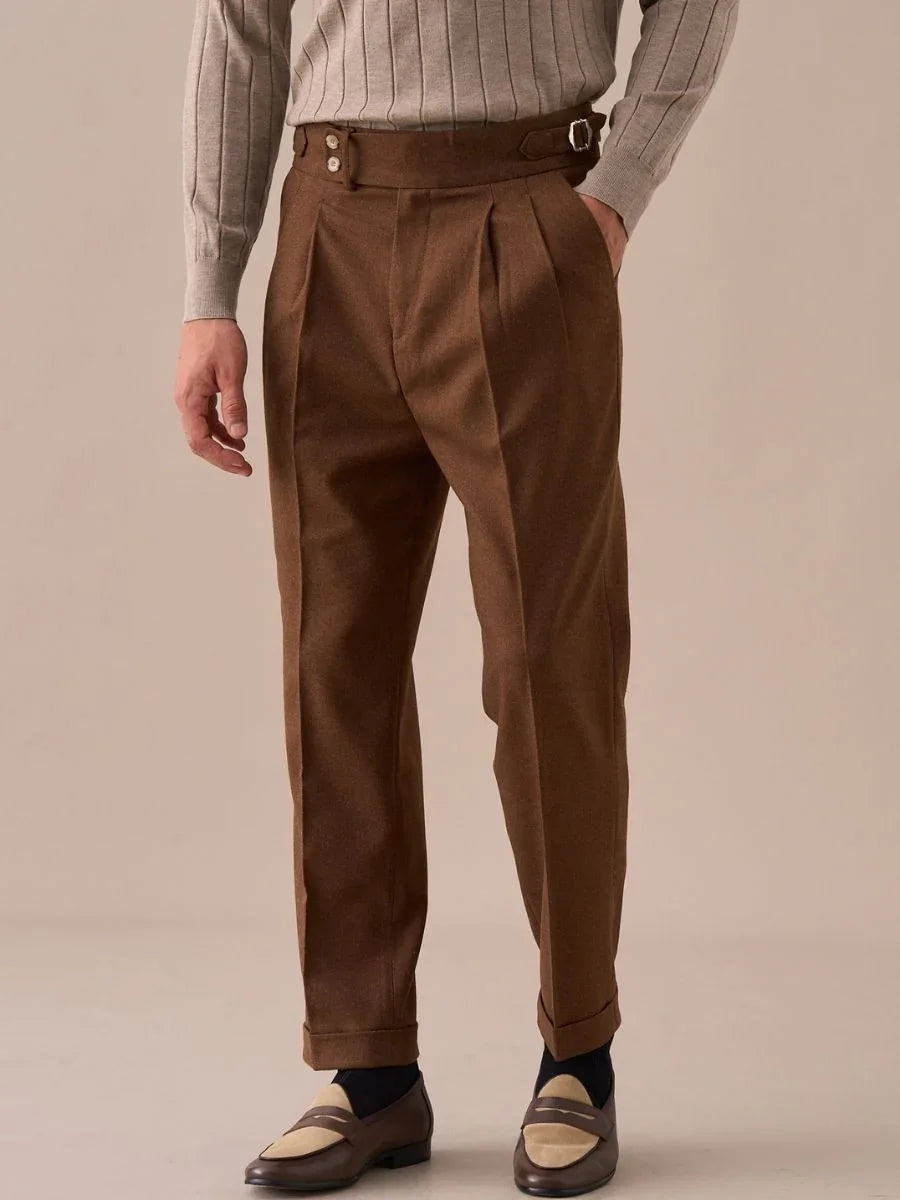 Napoli | Pantalón de Cintura Alta con Doble Pliegue