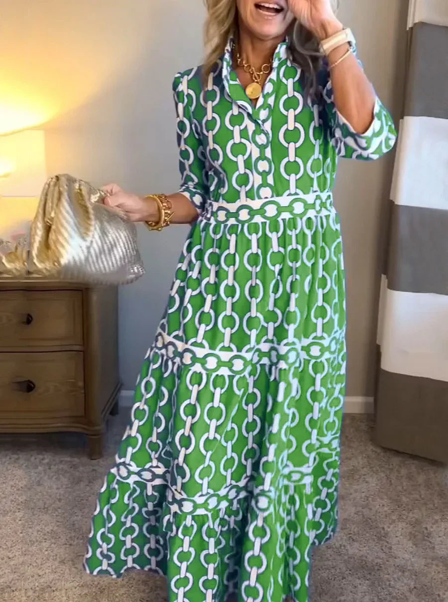 Alyana | Vestido Midi con Patrón de Cadena