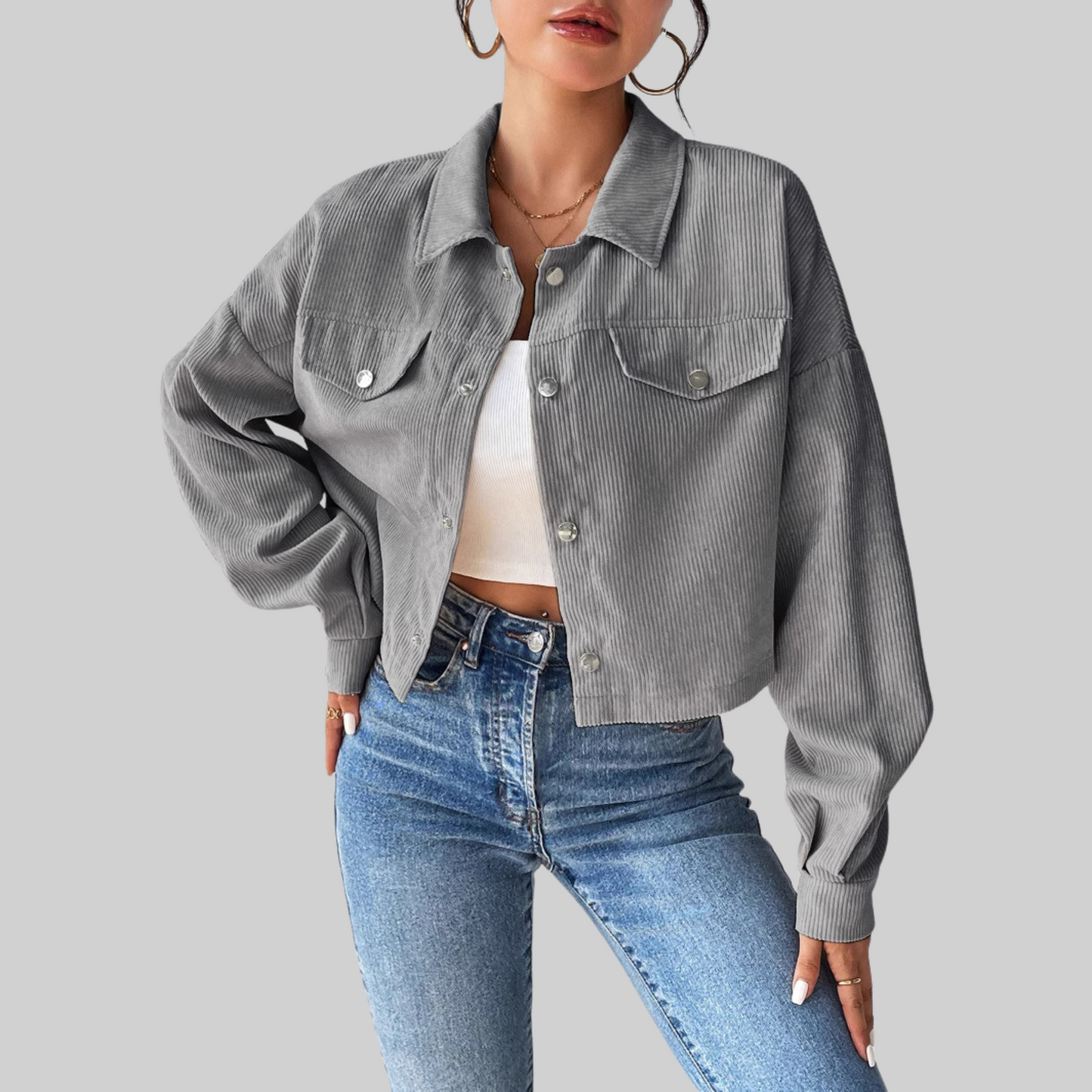 Estrella | Chaqueta Cuello Botones Frontal Clásica