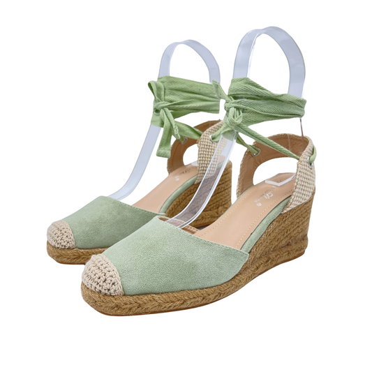 Encarna | Sandalia de Antelina con Lazo y Plataforma de Yute