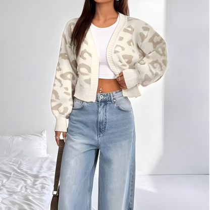 Avia | Cárdigan con Estampado Leopardo y Mangas Farol