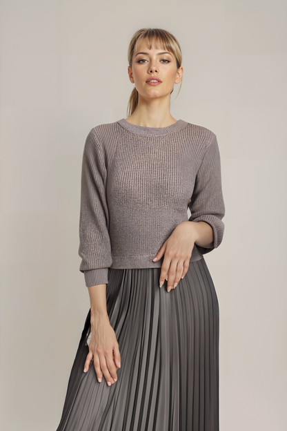 Sophia | Conjunto de Jersey de Punto y Falda Plisada de Satén