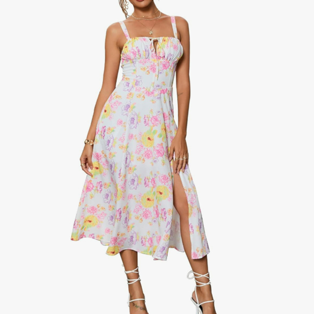 Ariellou | Vestido Midi Escote Cuadrado