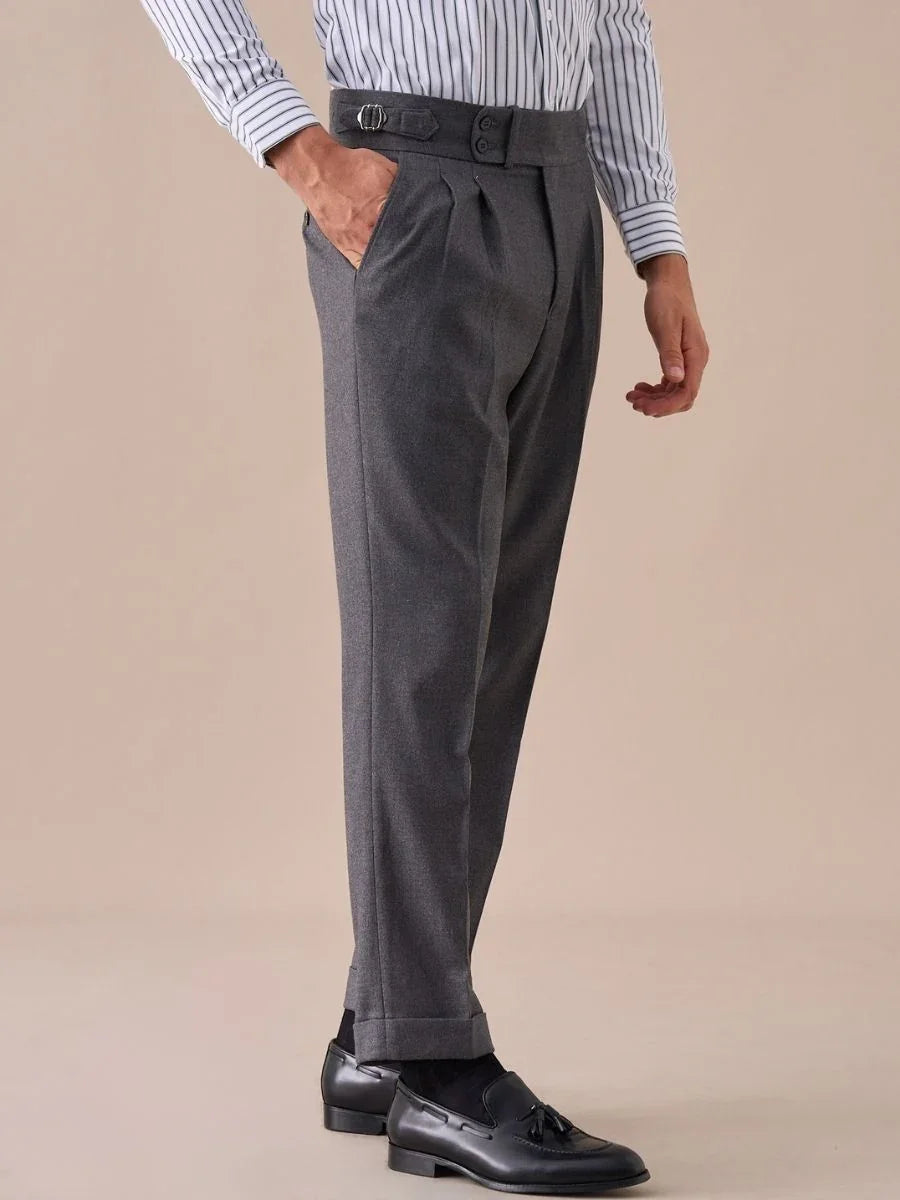 Napoli | Pantalón de Cintura Alta con Doble Pliegue