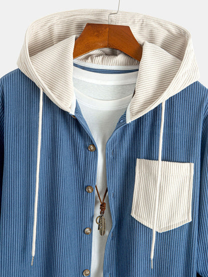 Sudadera con Capucha de Pana de Contraste