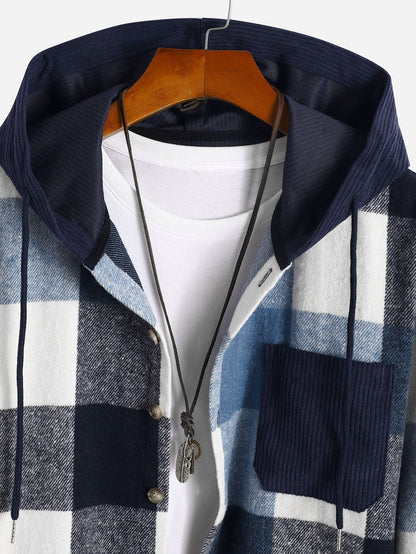 Sudadera con Capucha de Franela a Cuadros