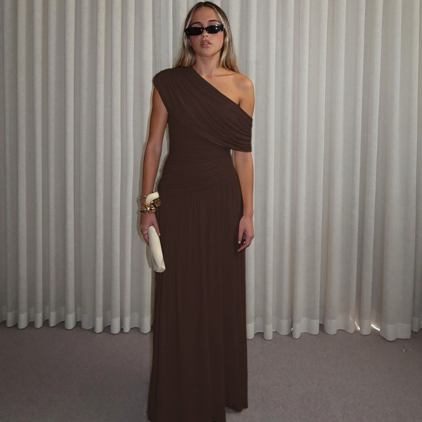 Shina | Vestido Maxi Elegante Un Hombro Noche