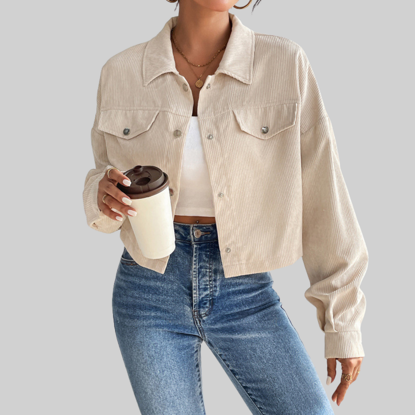 Estrella | Chaqueta Cuello Botones Frontal Clásica