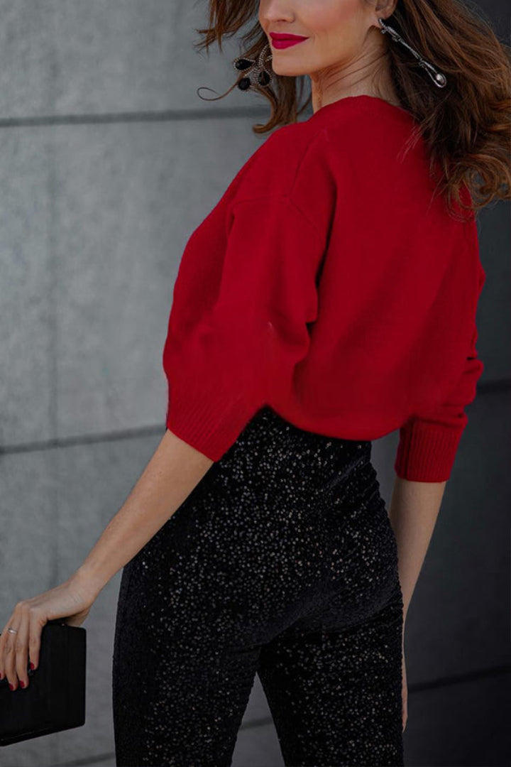 Elea | Pantalón Acampanado de Lentejuelas con Cintura Elástica