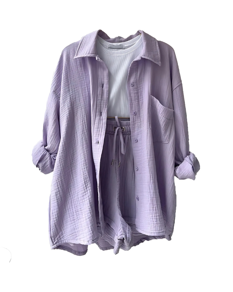 Vera | Conjunto Moderno de Camisa con Botones y Shorts