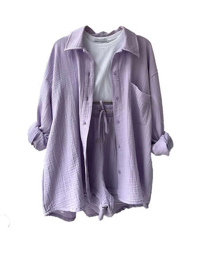 Vera | Conjunto Moderno de Camisa con Botones y Shorts