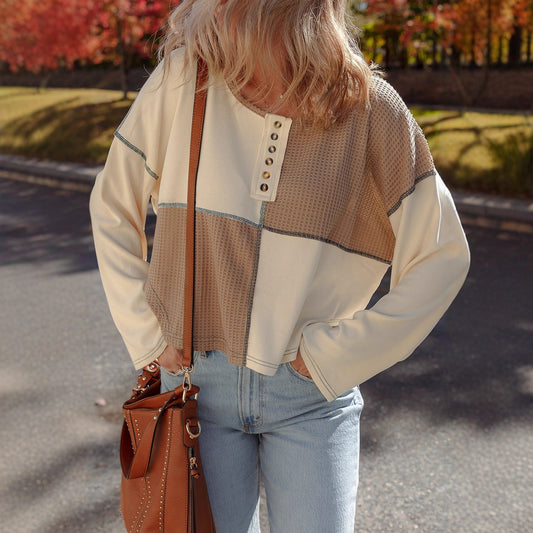 Almée | Jersey Patchwork con Cuello Redondo