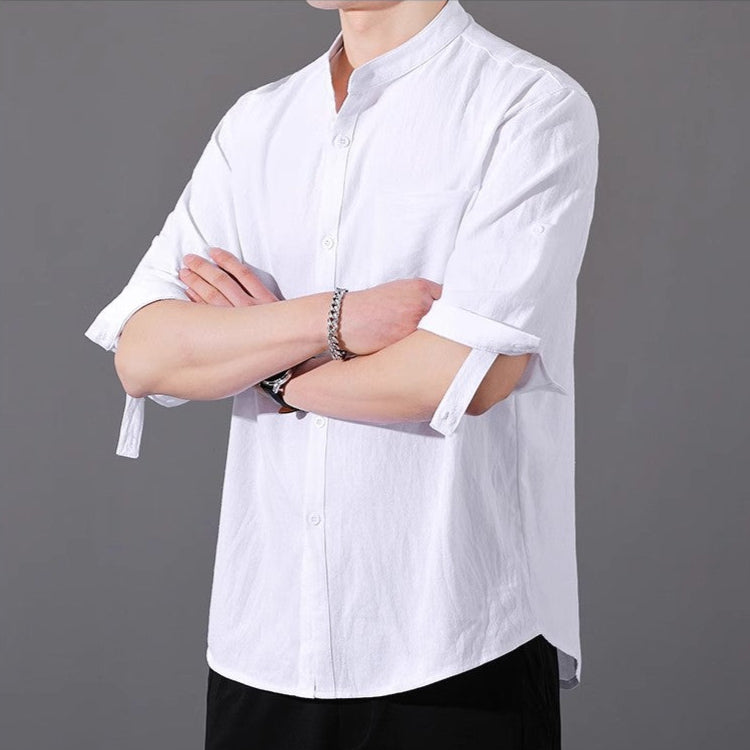 Ashby | Camisa de Algodón con Cuello Mao