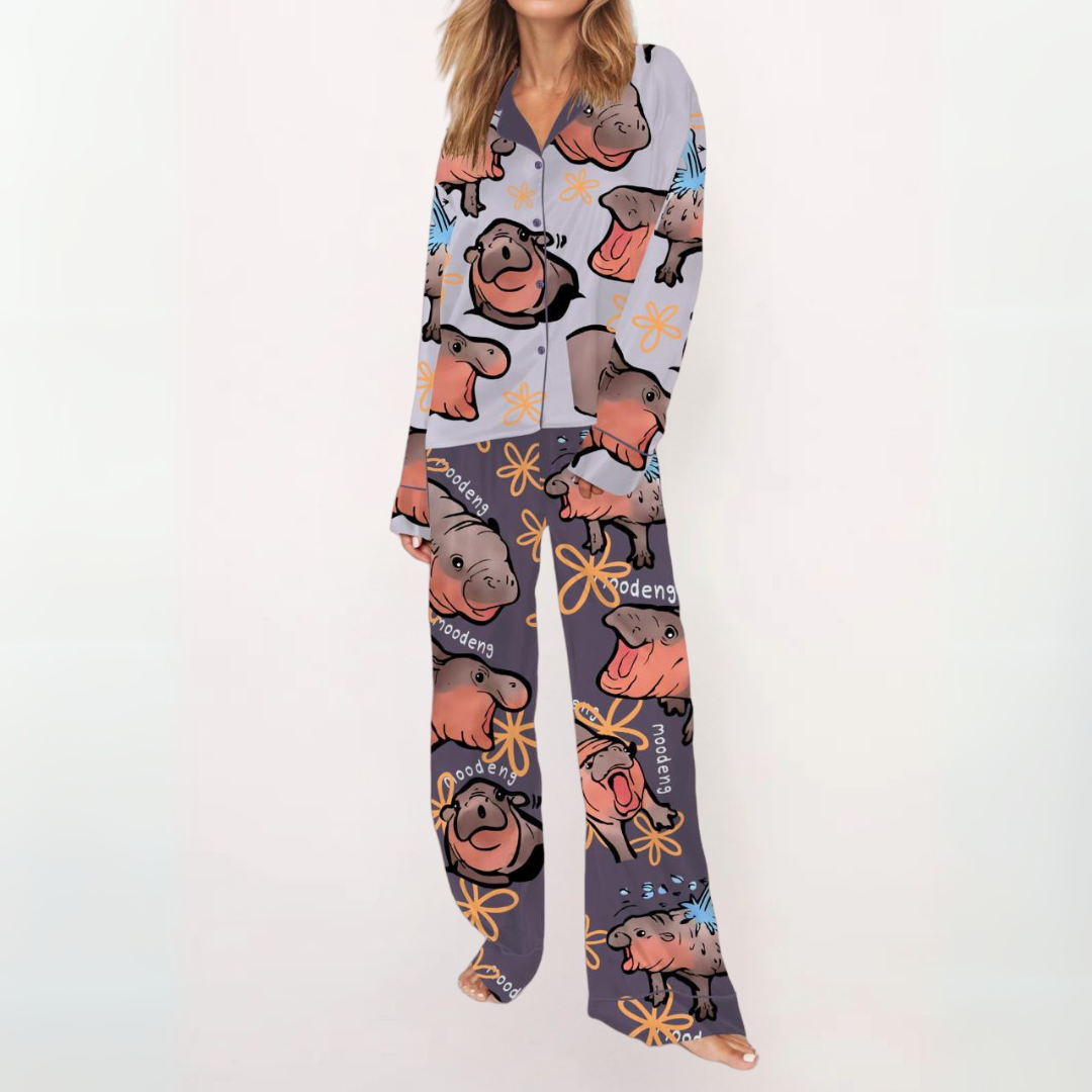 Sylia | Conjunto de Pijama con Top de Botones Estampado