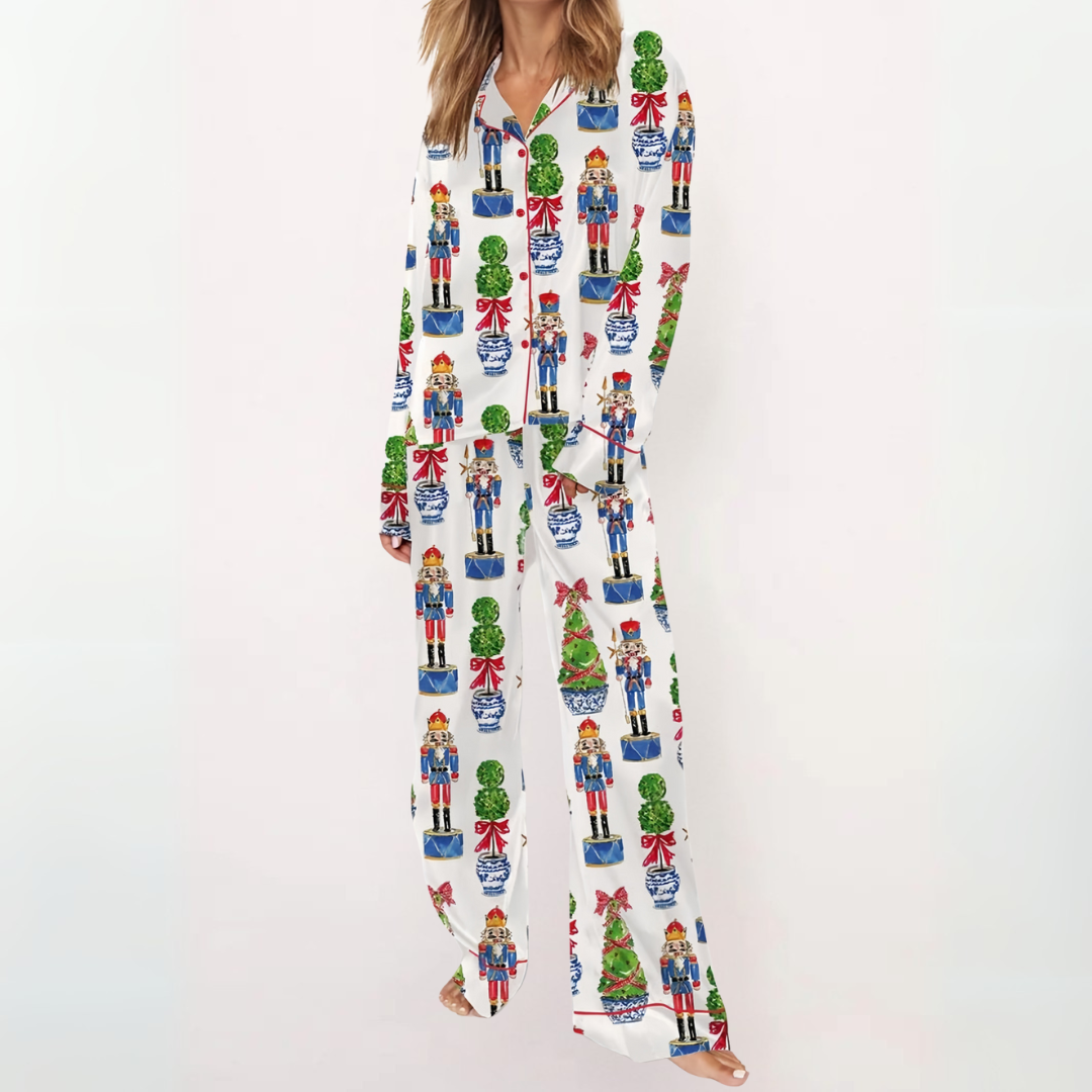 Sylia | Conjunto de Pijama con Top de Botones Estampado