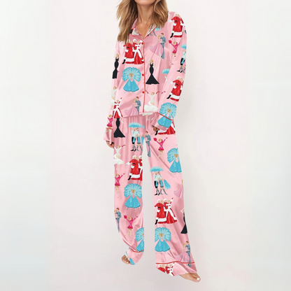 Sylia | Conjunto de Pijama con Top de Botones Estampado
