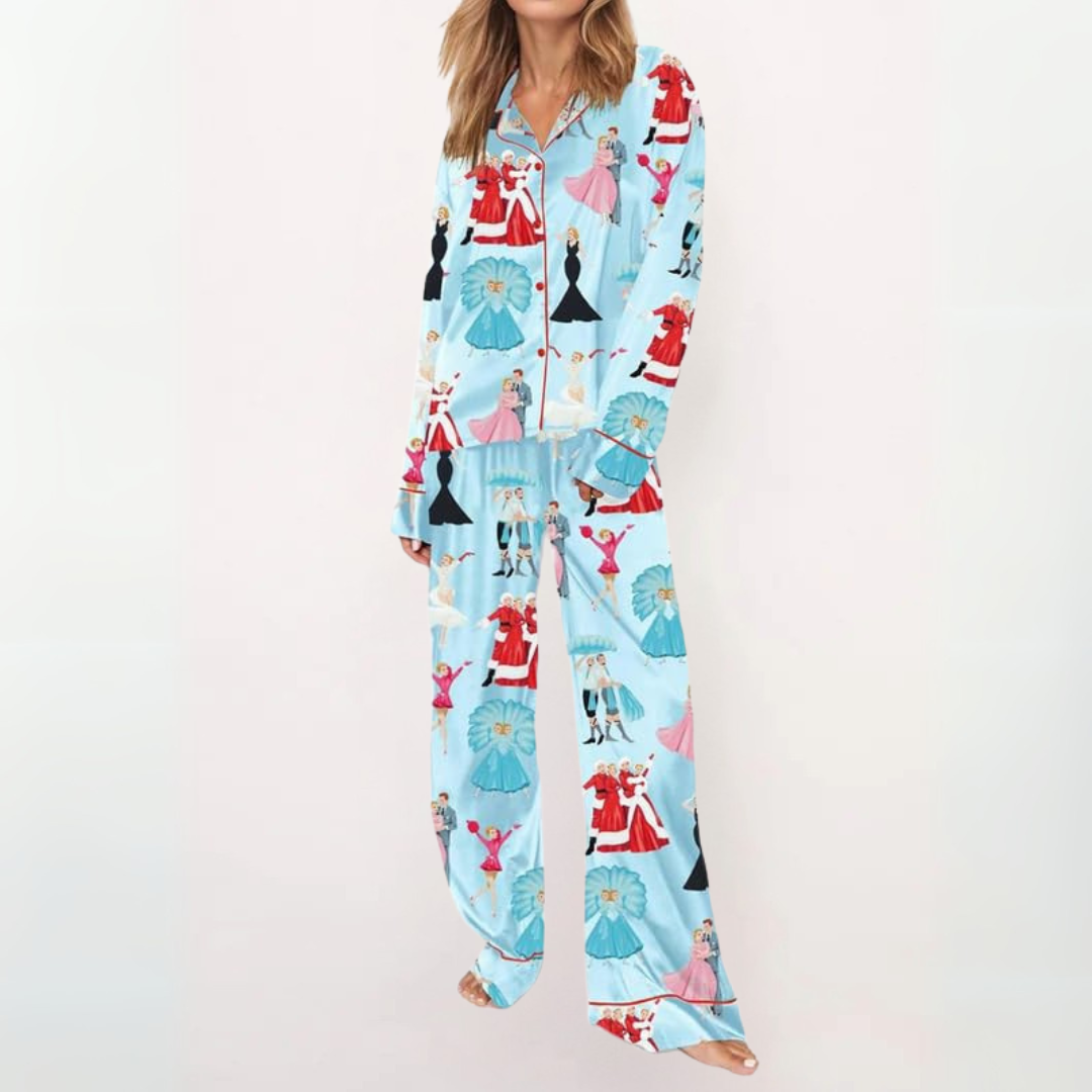 Sylia | Conjunto de Pijama con Top de Botones Estampado