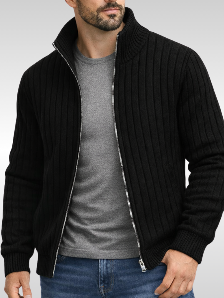 Callum | Cárdigan Cremallera Acanalado Interior Cálido