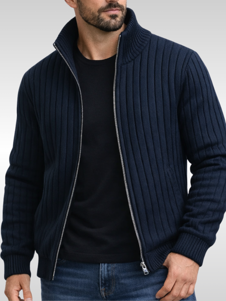 Callum | Cárdigan Cremallera Acanalado Interior Cálido