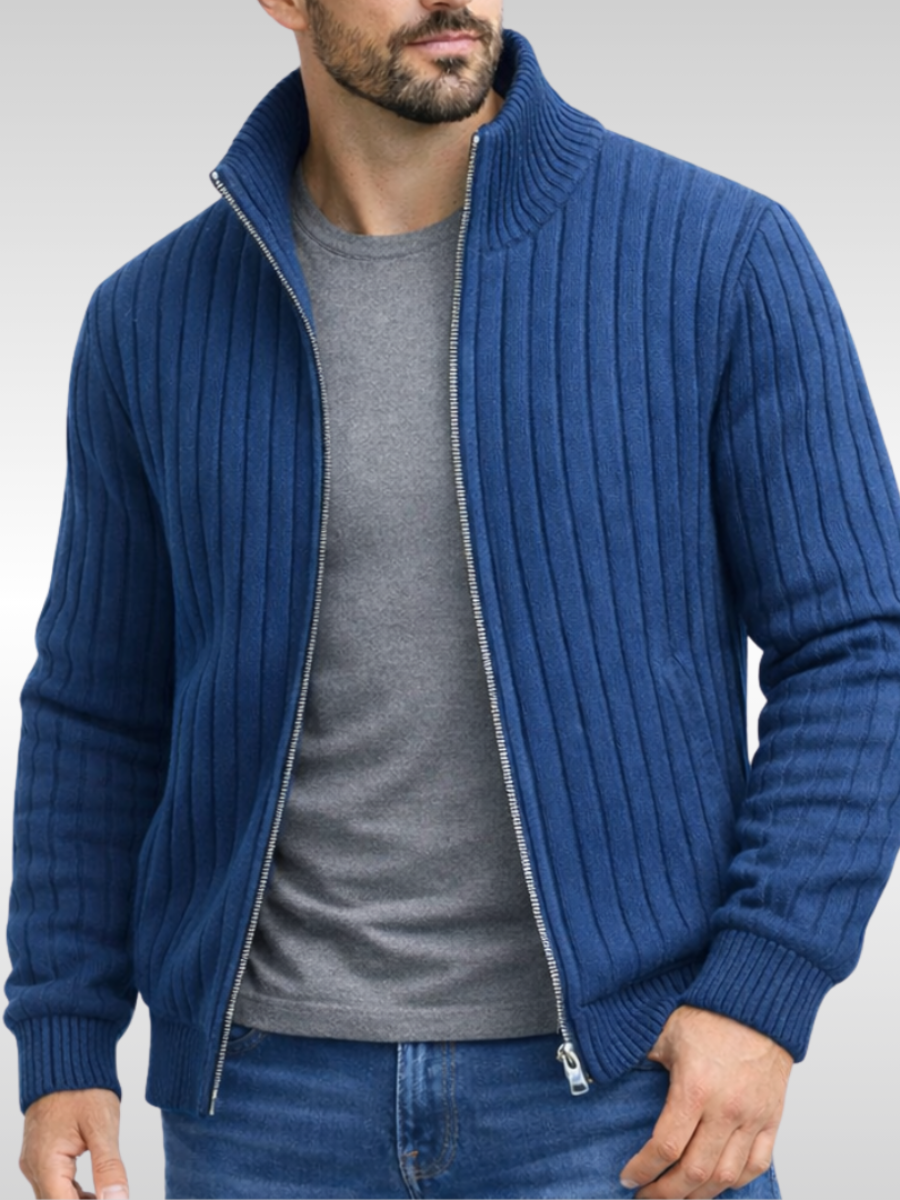 Callum | Cárdigan Cremallera Acanalado Interior Cálido