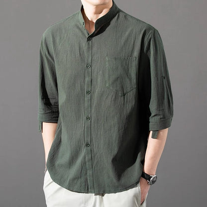 Ashby | Camisa de Algodón con Cuello Mao