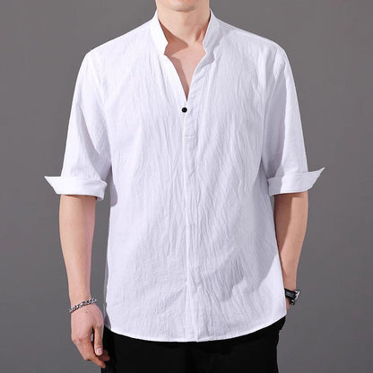 Ashby | Camisa de Algodón con Cuello Mao