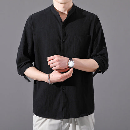 Ashby | Camisa de Algodón con Cuello Mao