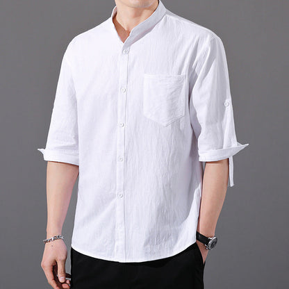 Ashby | Camisa de Algodón con Cuello Mao