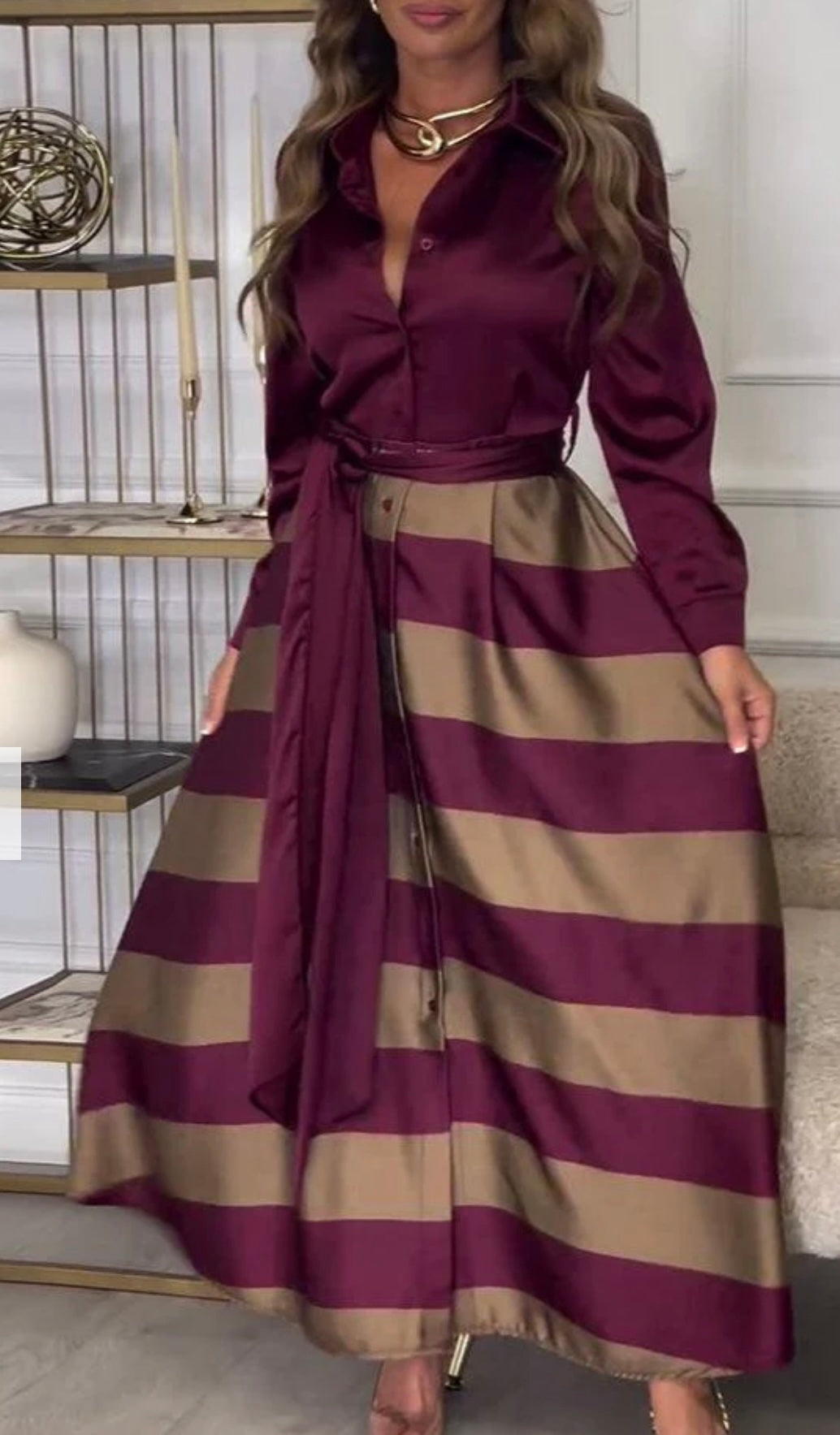 Calista | Vestido Satinado Rayas