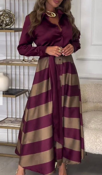 Calista | Vestido Satinado Rayas