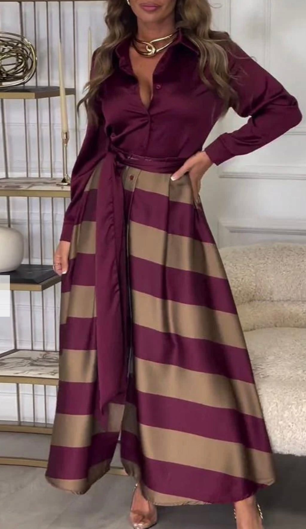 Calista | Vestido Satinado Rayas