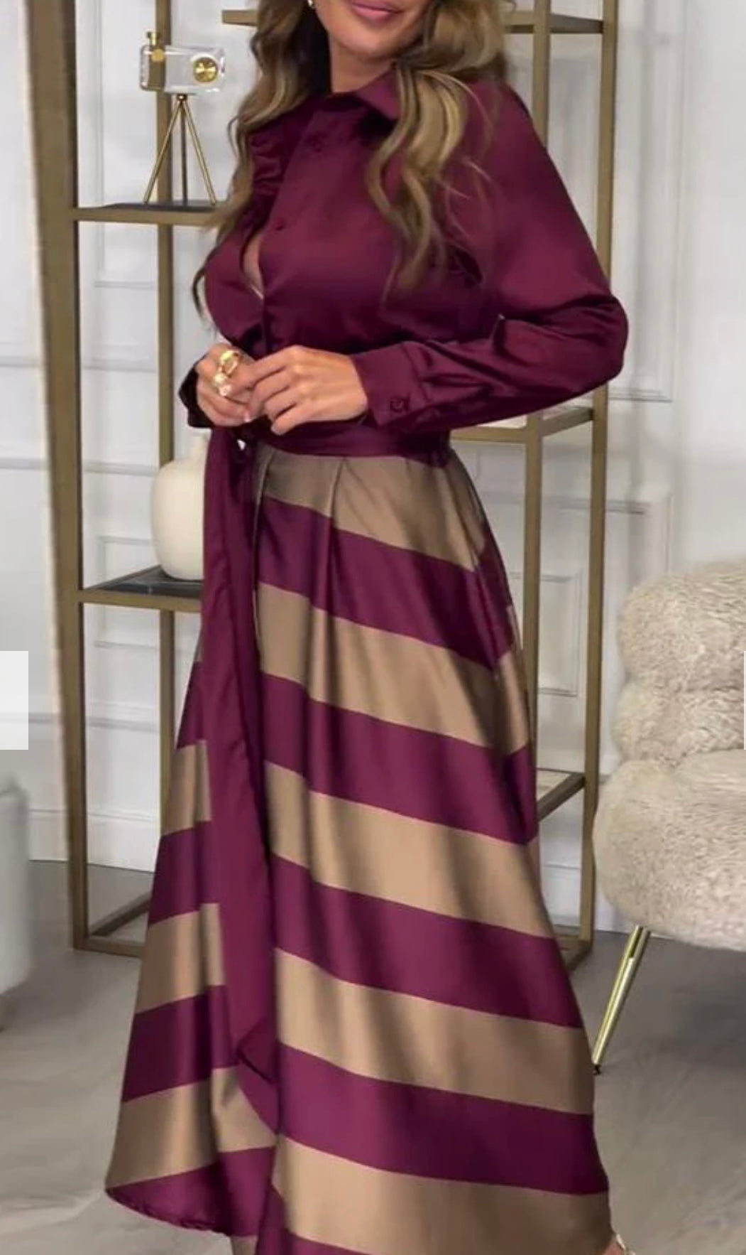 Calista | Vestido Satinado Rayas