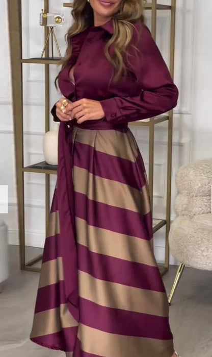 Calista | Vestido Satinado Rayas
