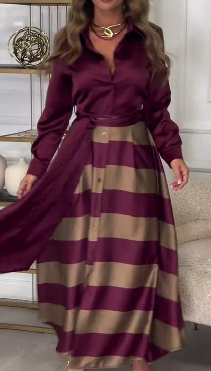 Calista | Vestido Satinado Rayas