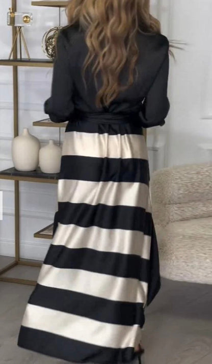 Calista | Vestido Satinado Rayas