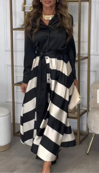 Calista | Vestido Satinado Rayas