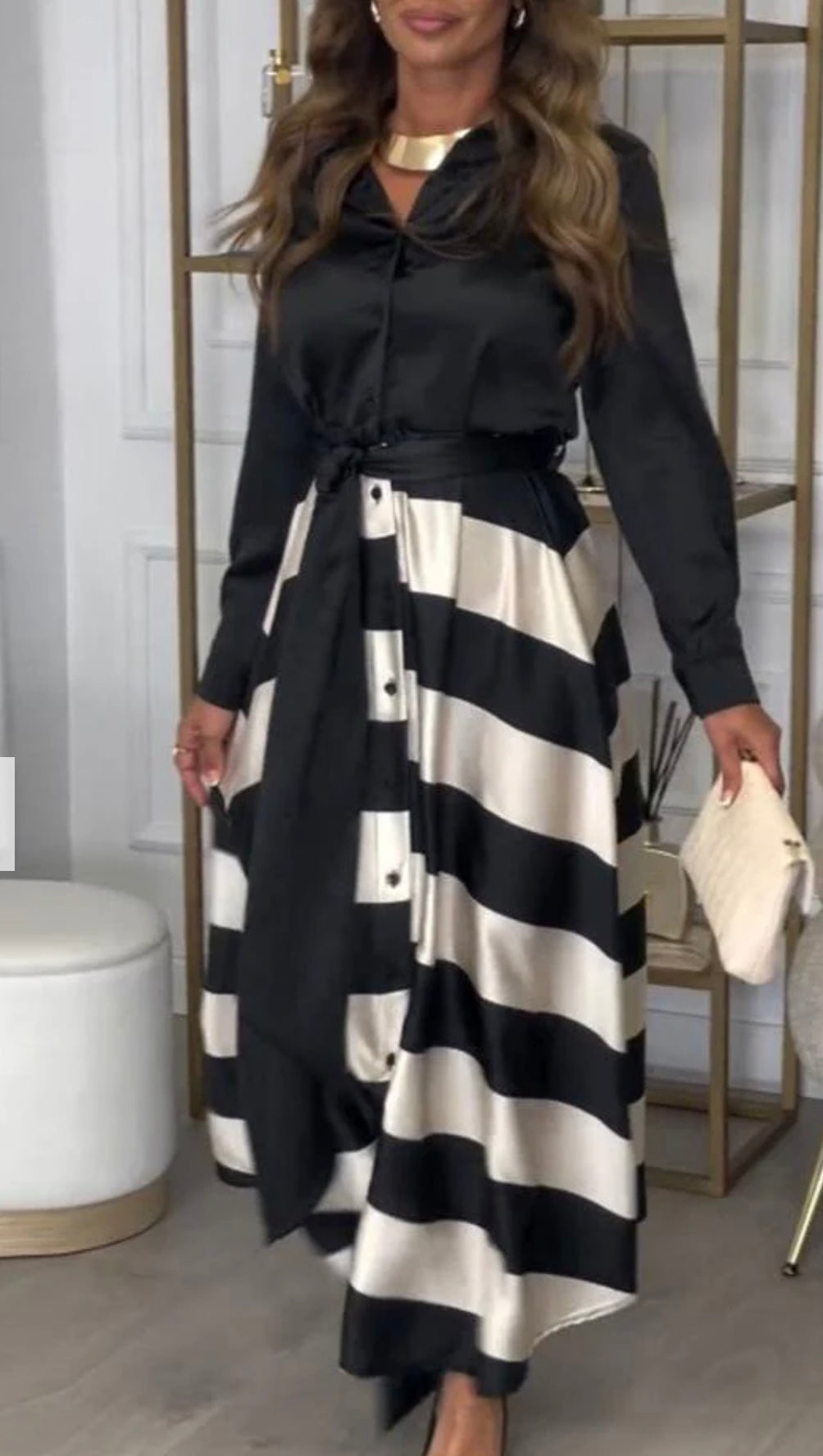 Calista | Vestido Satinado Rayas