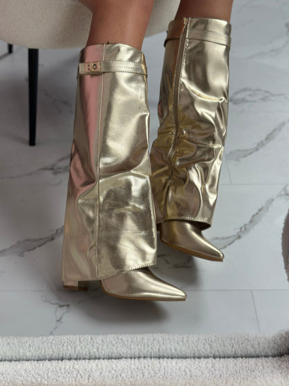 Seraphina | Botas de Cuero Doradas