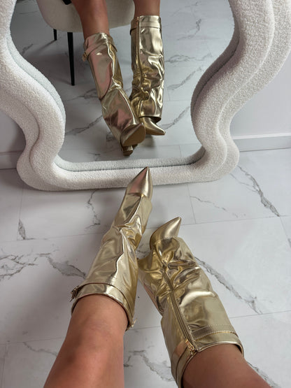 Seraphina | Botas de Cuero Doradas