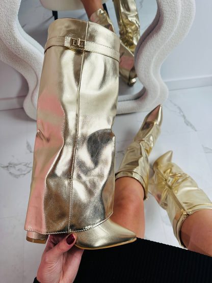 Seraphina | Botas de Cuero Doradas