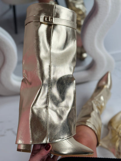 Seraphina | Botas de Cuero Doradas