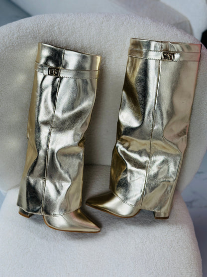 Seraphina | Botas de Cuero Doradas