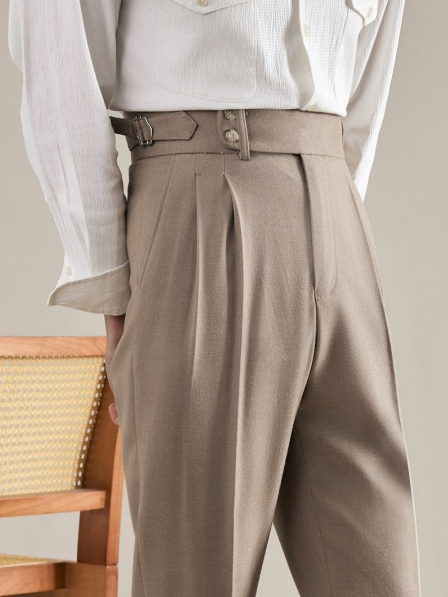 Napoli | Pantalón de Cintura Alta con Doble Pliegue