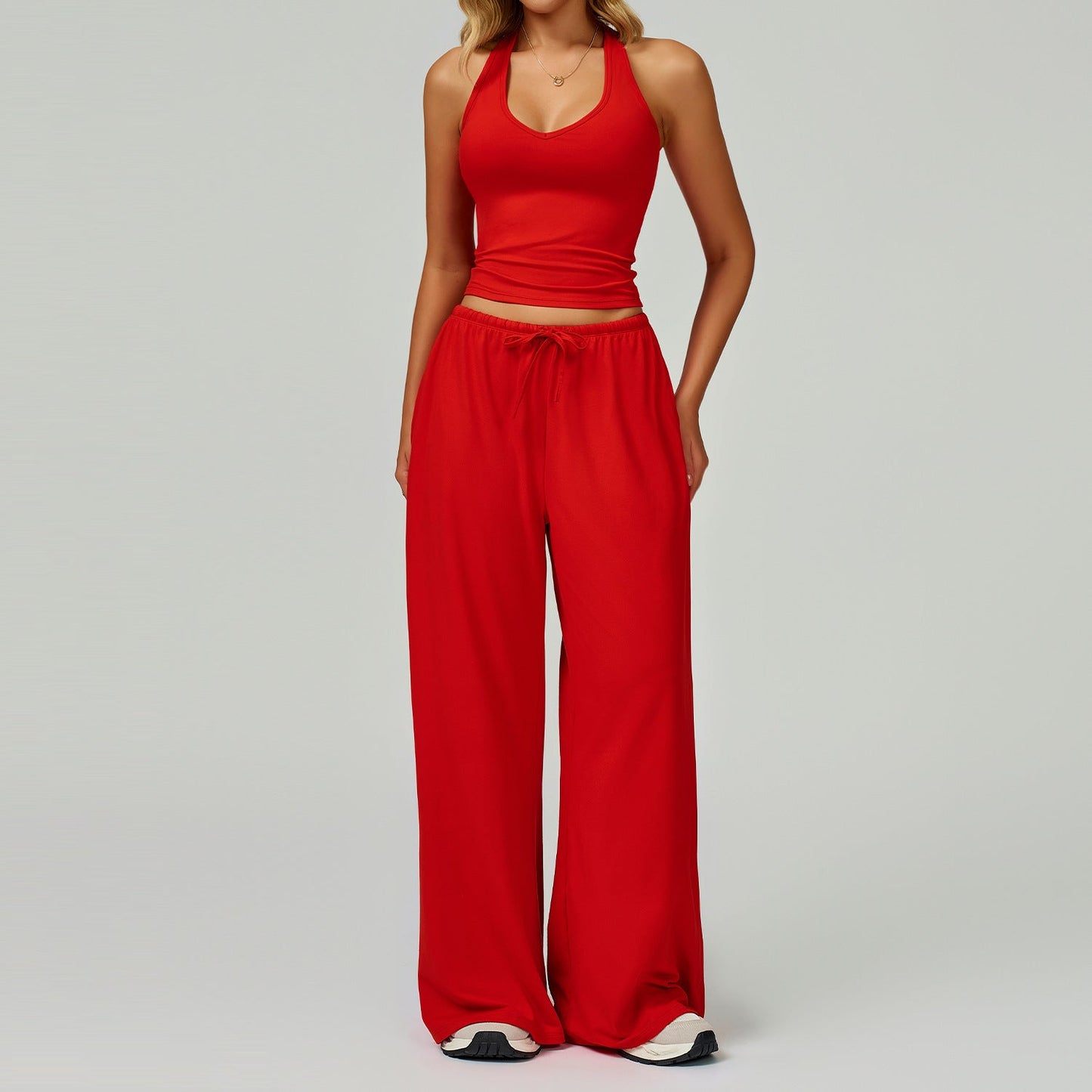 Araya | Conjunto Casual de Top Corto sin Mangas y Pantalones de Pernera Ancha